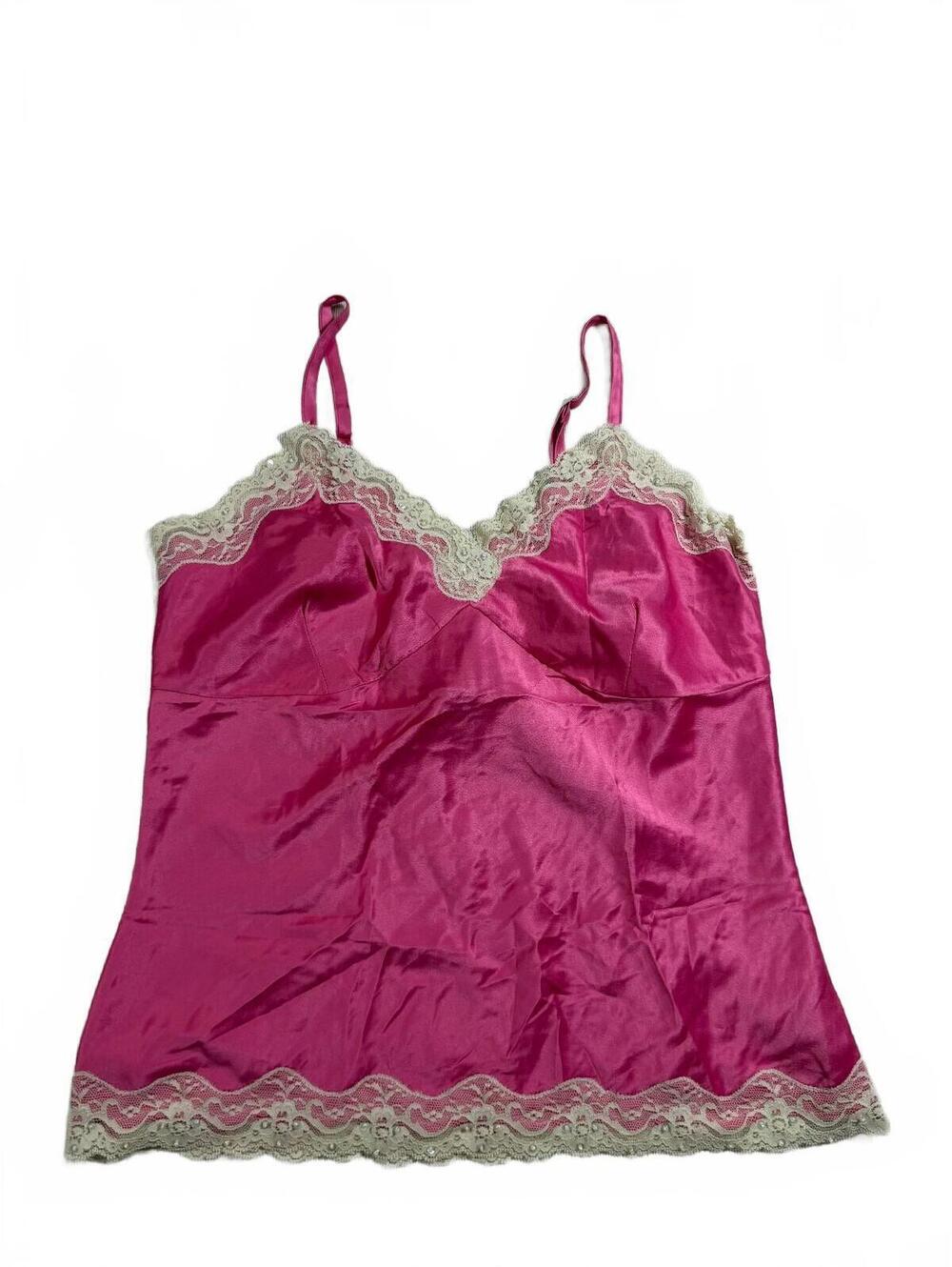Mix It Y2K Pink Lace Trim Feminine Cami Tank Size L